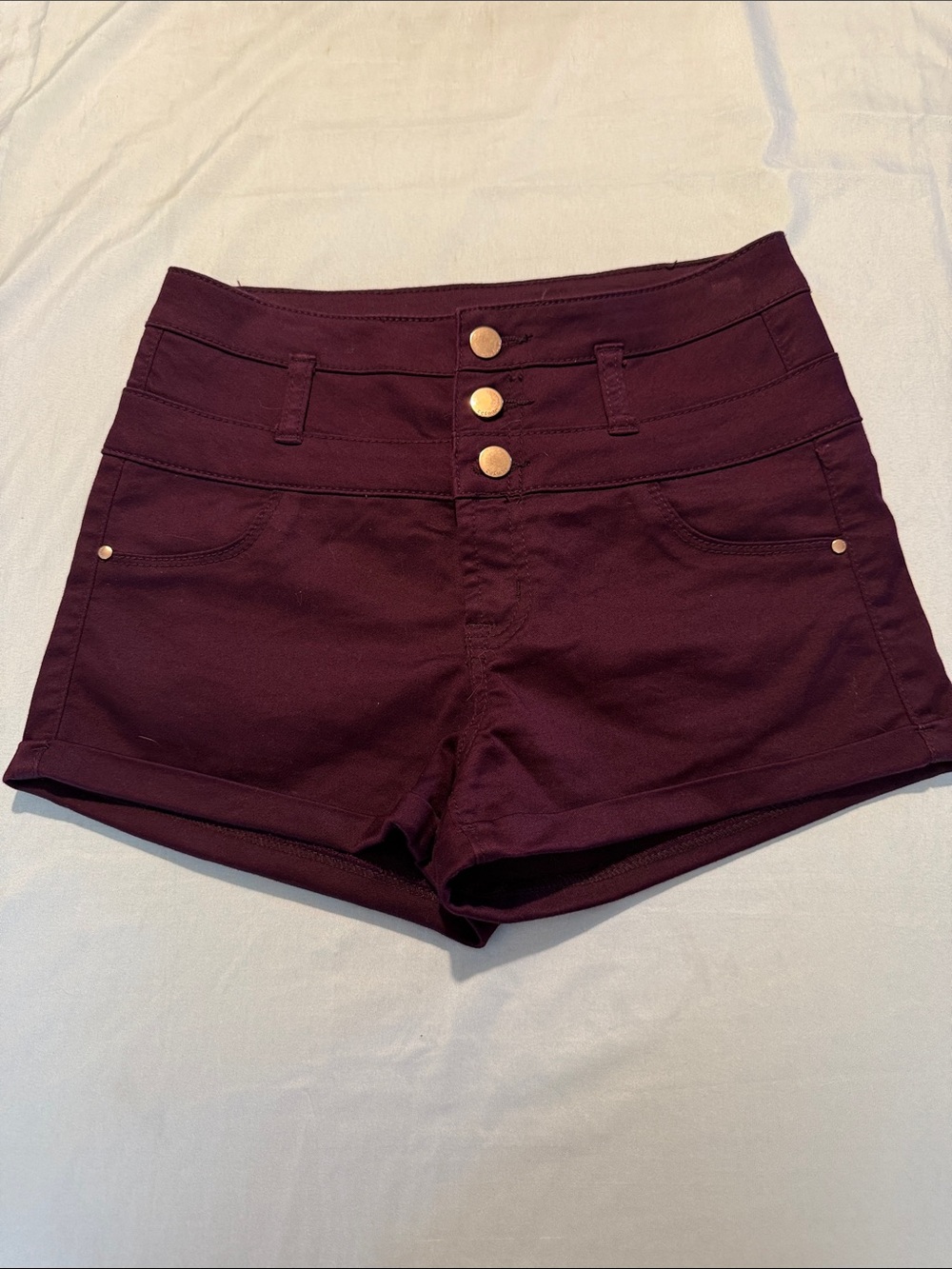 refuge High-Waist Plum Button-Front Shortie